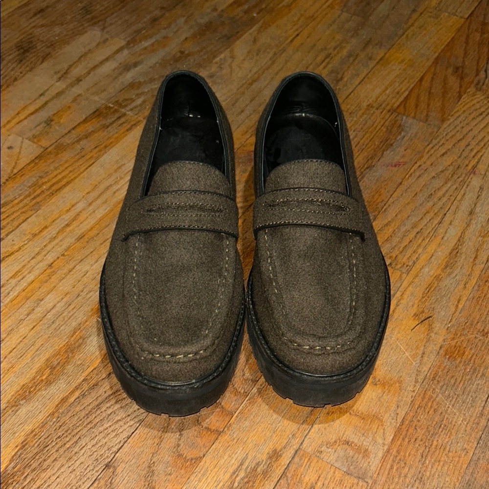 Saturdays New York City Olive green velvet Penny Loafers
